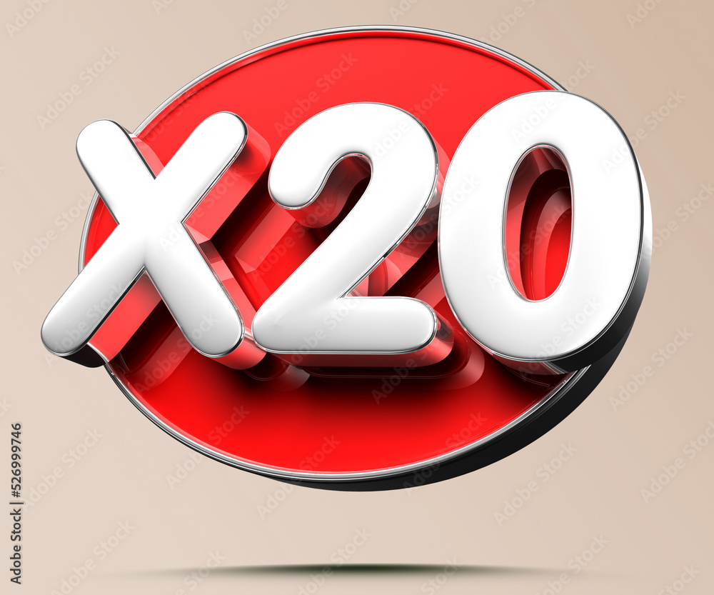 X20 Sign X20 3D illustrati on light cream background have work path.Advertising ...