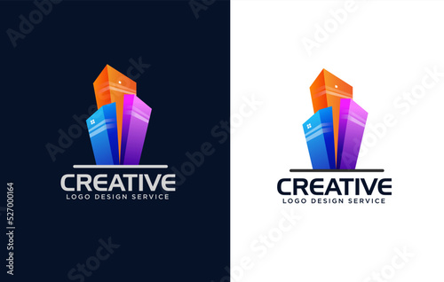 Εκτύπωση καμβά modern gradient Building logo icon or house logo or architectur vector