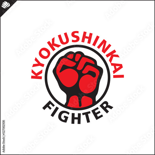Emblem of kyokushin karate power fist . Vector.