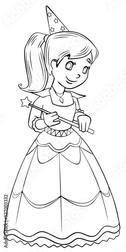 Fairy. Element for coloring page. Cartoon style.