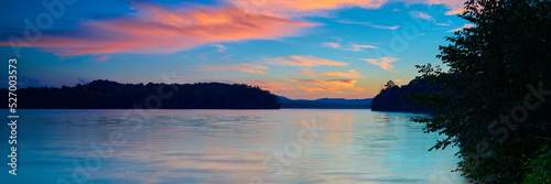 Sunset on Lake Chatuge at Jackrabbit Mountain Recreation Area, NC.