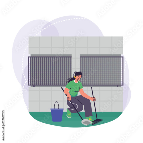 Girl doing housekeeping service illustration concept