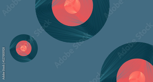 Foto abstract background with wavy groove vinyl floating orange blue