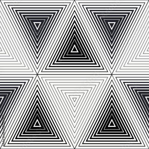 graphic geometric linear triangles seamless pattern black white