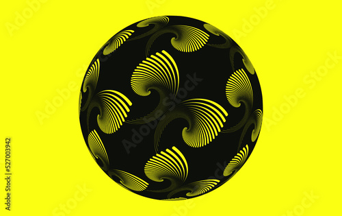 graphic sphere with wings pattern in yellow black