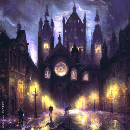 Midnight in the gothic city artwork 