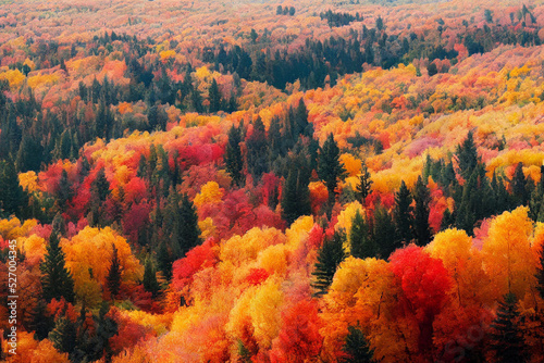 3D Illustration, selective focused, blurred, colorful fall forest landscape hd wallpaper.