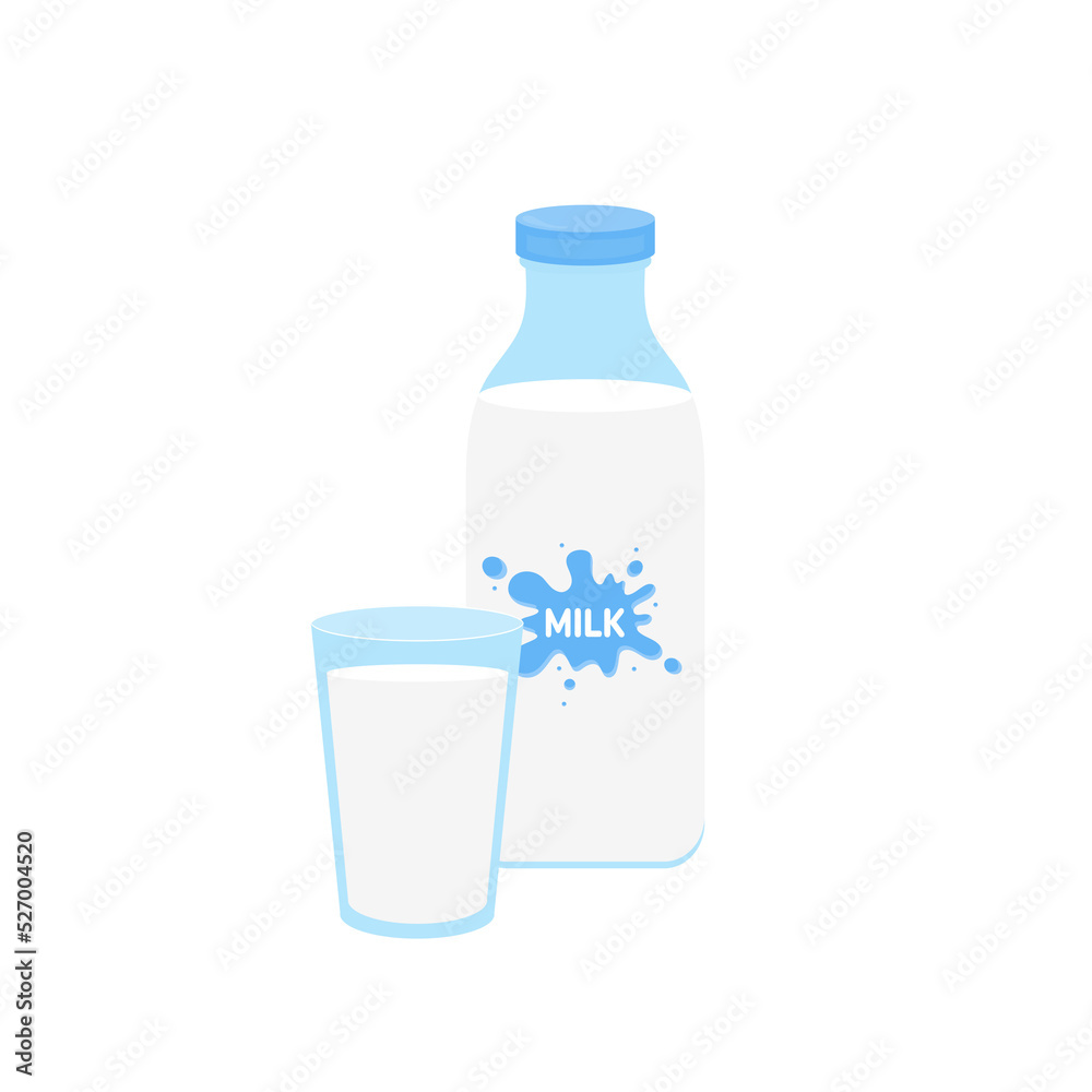 milk packing, glass of milk on white,dairy products background. Icon,Vector,illustration cartoon style. milk packing, glass of milk on white,dairy products background. Icon,Vector,illustration cartoon style.