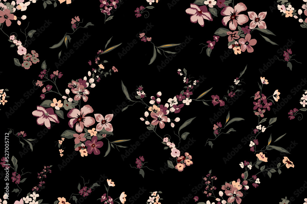 Foy flowers in pattern Black