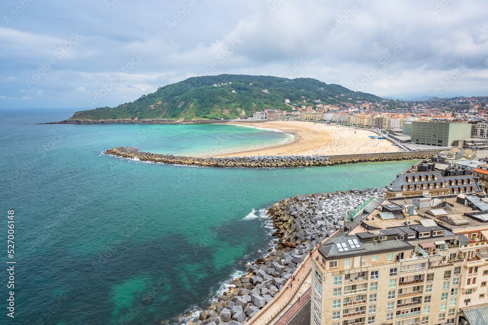 Fototapeta premium High angle view about San Sebastian Zurriola beach