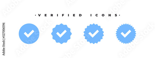 Verification icons. Verified sign. Verified badges concept. Icons for social media. Vector illustration