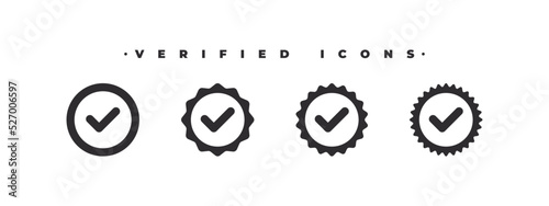 Verified signs. Check marks. Verified badges concept. Icons for social media. Vector illustration