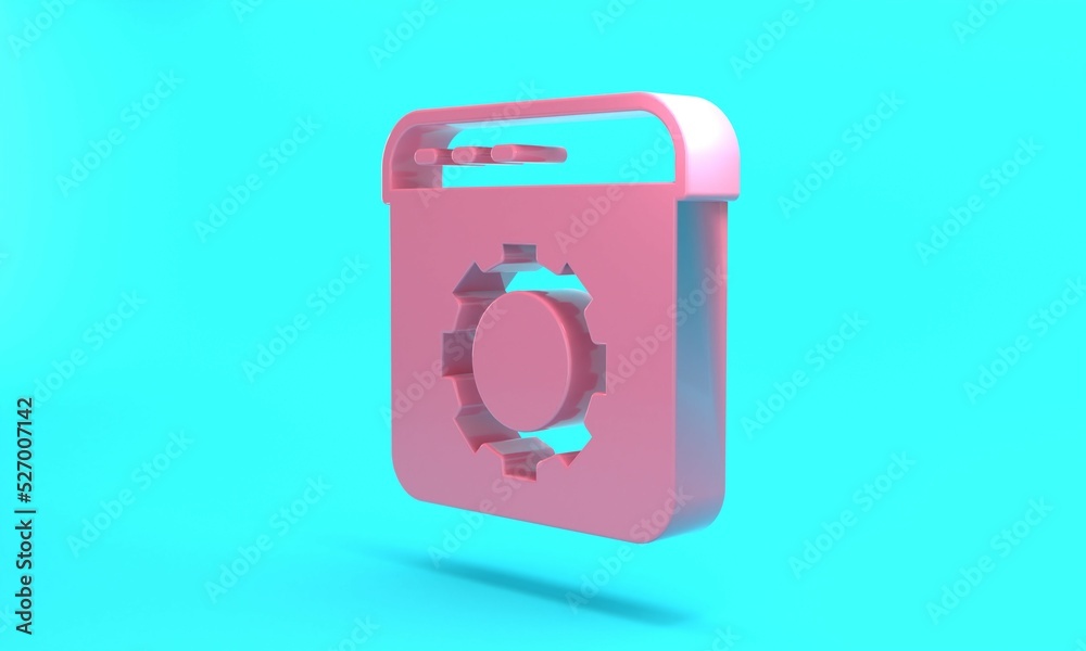 Pink Browser setting icon isolated on turquoise blue background. Adjusting, service, maintenance, repair, fixing. Minimalism concept. 3D render illustration Pink Browser setting icon isolated on turquoise blue background. Adjusting, service, maintenance, repair, fixing. Minimalism concept. 3D render illustration