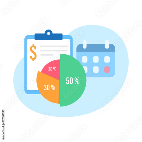 Budgeting, share of income, budget allocation concept illustration flat design vector eps10. modern graphic element for article, news, infographic, etc