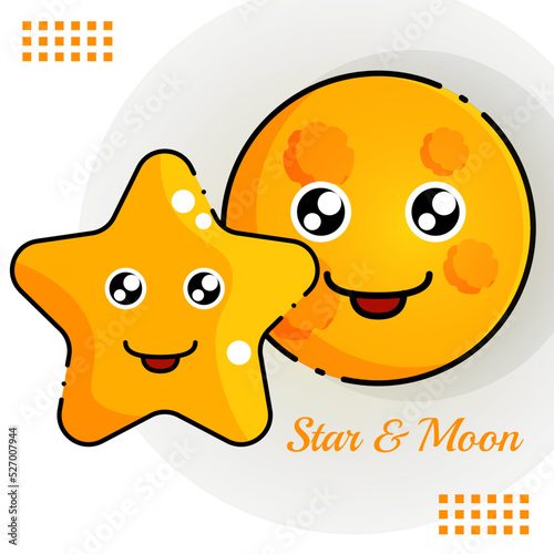 funny moon and Star Vector with cartoon art style