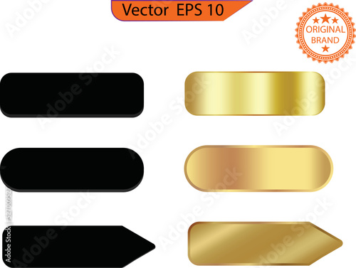 Set of empty  gold buttons and sliders, web icons and game icon set.  Gradient mesh. Button set color gold glossy. EPS 10	
