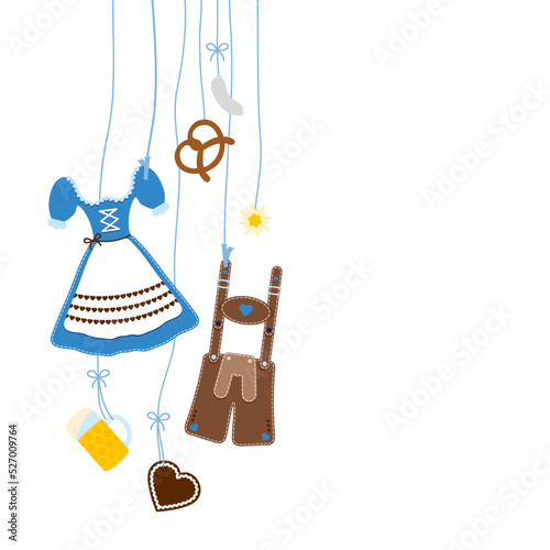 Links Hängende Oktoberfest Symbole Blau Braun