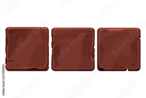 Set tile Game block ground or stone material, brick isolated on white background. Game ui element, casual, textured and detailed.
