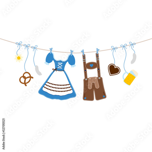 Horizontal Hängende Oktoberfest Symbole Blau Braun