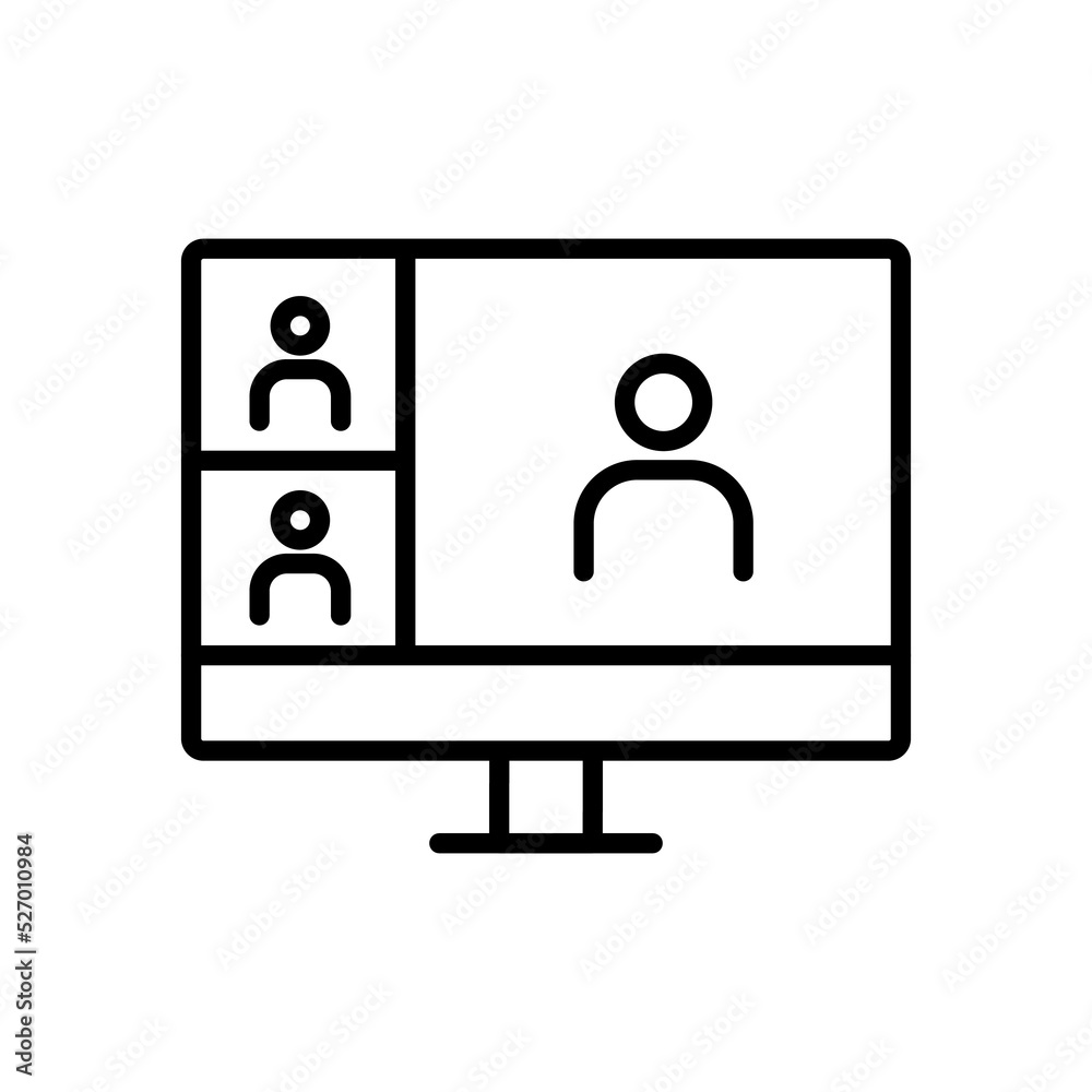 meeting on a computer icon design. simple video conference illustration in line art style. meeting on a computer icon design. simple video conference illustration in line art style.