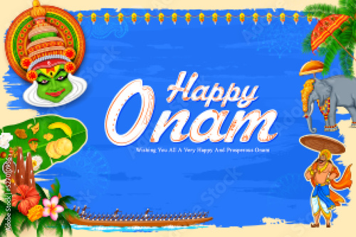 Onam celebration background for Happy Onam festival of South India Kerala © vectomart