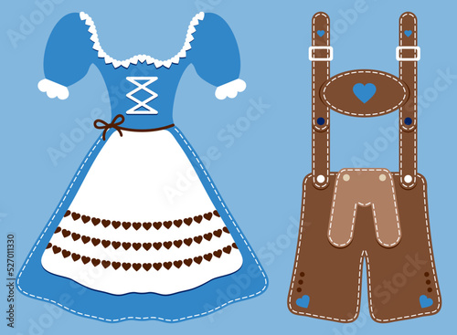Dirndl & Lederhose Blau Braun Blauer Hintergrund
