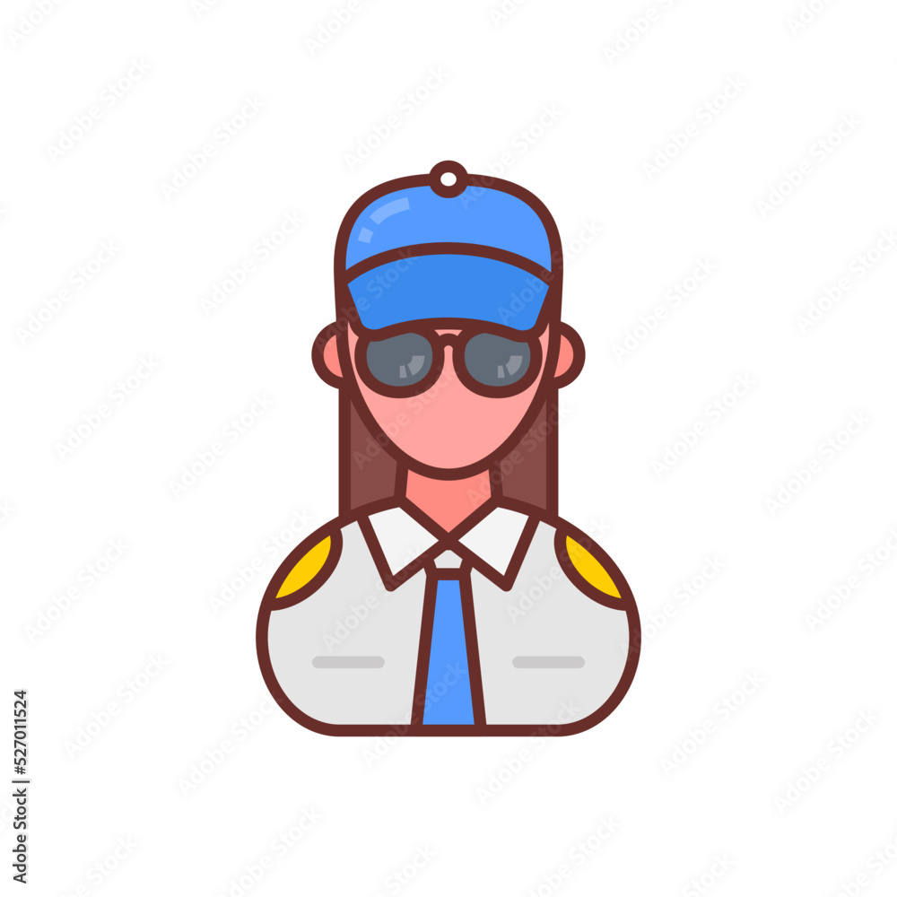 Security Guard Female icon in vector. Logotype