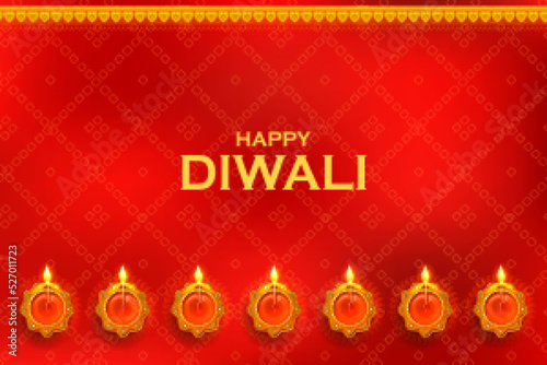Deepawali diya on Happy Diwali Holiday background for light festival of India