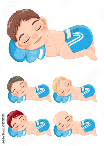 Newborn Boxing or Boxing Sleeping Baby Boys wear Blue Gloves and Short Pants Cartoon Character