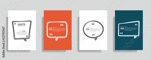 Set of four poster design templates with quotation frames and editable text