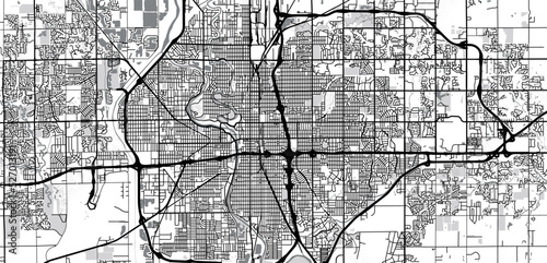 Urban vector city map of Wichita, Kansas , United States of America