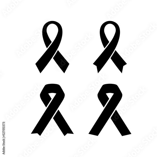Black ribbon. Icons Vector illustration