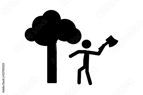 people cutting trees symbol of wood devastation destroying forest simple vector illustration can be used for presentation, ui, animation etc. 