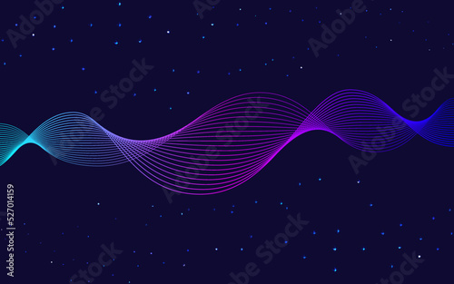 Dynamic waves abstract blue technology background with neon flowing lines speed motion blur over dark light rays science futuristic energy