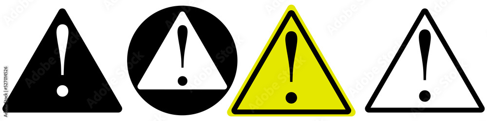 Exclamation mark on yellow, black and white backdrop. Attention vector illustration. Danger sign icon. Exclamation mark on yellow, black and white backdrop. Attention vector illustration. Danger sign icon.