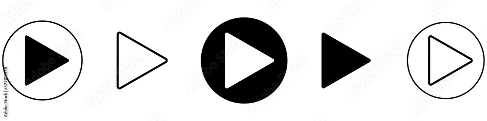 Play icon set. Player vector Illustration symbol. Black music button. Play icon set. Player vector Illustration symbol. Black music button.