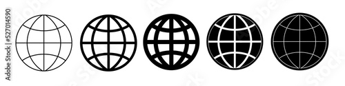 Icon set of earth. World black symbol. Globe vector illustration.