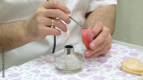 Manufacturing process of removable dentures in the laboratory photo