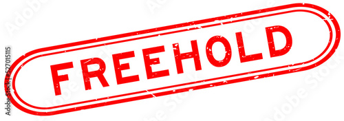 Grunge red freehold word rubber seal stamp on white background