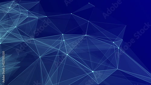 Network connection structure. Abstract blue background with moving dots and lines. Futuristic illustration. Digital technology design. Vector illustration.