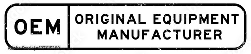Grunge black OEM Original Equipment Manufacturer word square rubber seal stamp on white background