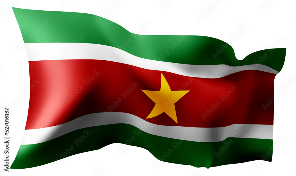 Flag of Suriname waving in the wind.