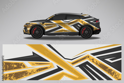 Car decal wrap livery design. Graphic abstract line racing background Vector design for vehicle  race car  rally  adventure livery camouflage.