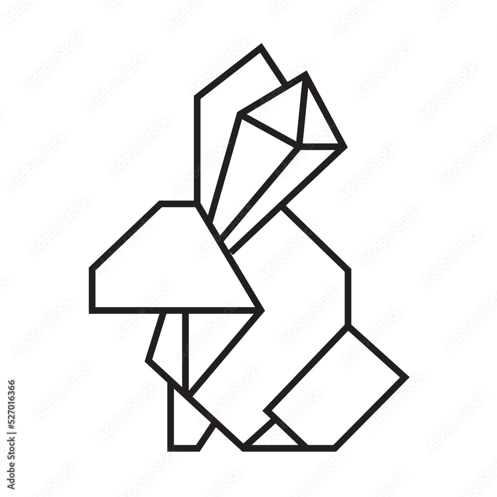 rabbit origami illustration design. line art geometric for icon, logo, design element, etc