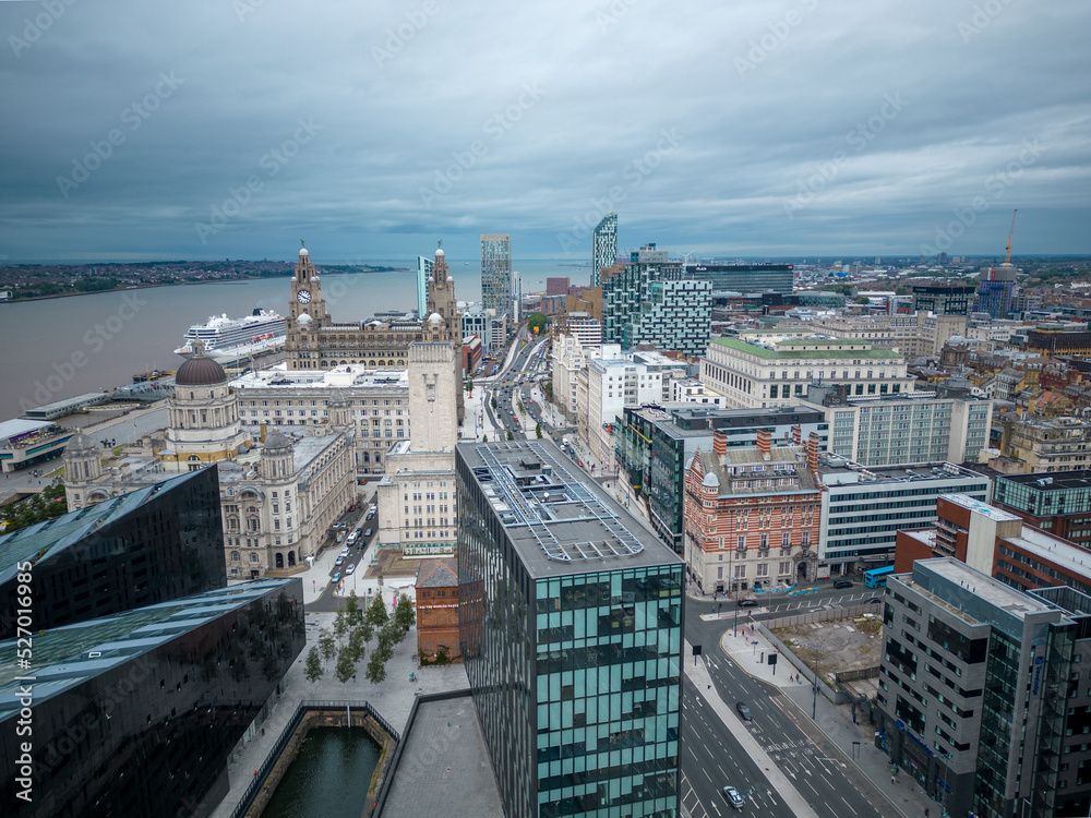 Aerial view over the city of Liverpool - travel photography