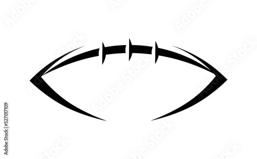American football or rugby ball flying through the air at great speed leaving a motion trail, also as a logo idea with white background.