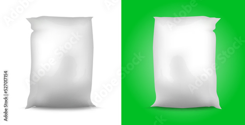 Set of Blank White Foil Plastic Food Packaging. 3D llustration. Isolated Mock Up. Template Package. Ready For Custom Design.