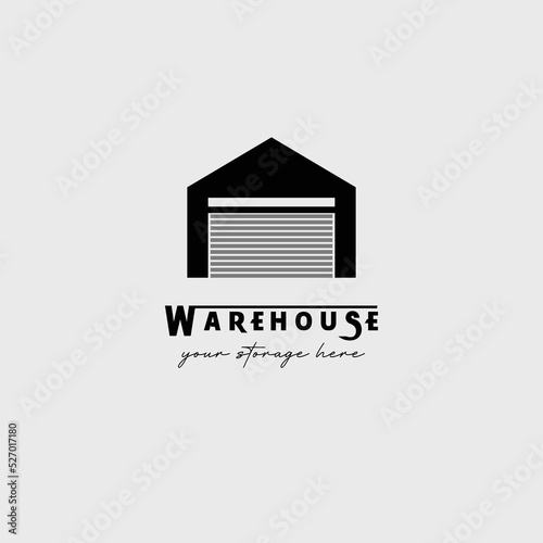 logo warehouse with closed doors vector illustration design