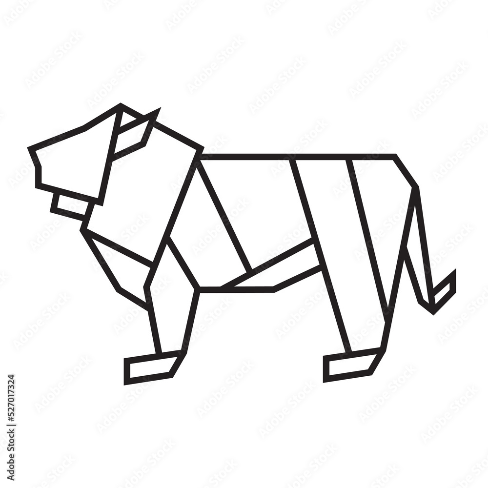lion origami illustration design. line art geometric for icon, logo, design element, etc lion origami illustration design. line art geometric for icon, logo, design element, etc