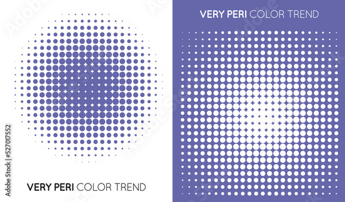 Set of Two Trendy Very Peri Color Halftone, Halftone Dot Pattern. Color of the year 2022..